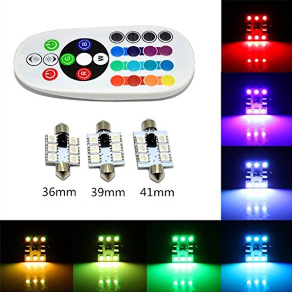 Bec Sofit 36MM RGB Cu Telecomanda 6 Led SMD 5050 RGB 12V ( Pret / Set ) 031016-3